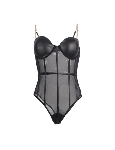 SUBBLIME - BODY CON BRETELLE A CATENA NERA S/M
