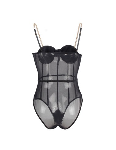 SUBBLIME - BODY CON BRETELLE A CATENA NERA S/M