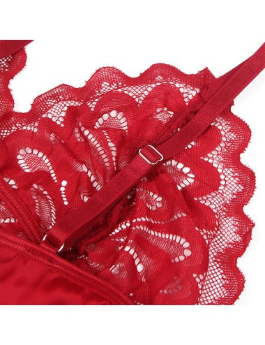 SUBBLIME - BABYDOLL IN RASO CON PIZZO ROSSO S/M