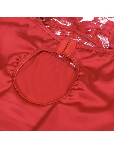 SUBBLIME - BABYDOLL IN RASO CON PIZZO ROSSO S/M