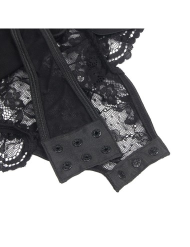SUBBLIME - ORSACCHIOTTO CON GIARRETTIERA CON DETTAGLIO IN PIZZO E STRISCE NERO S/M