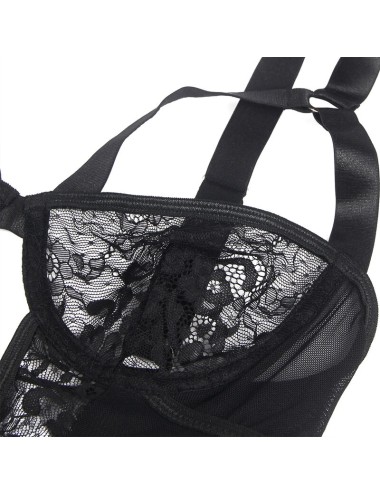 SUBBLIME - ORSACCHIOTTO CON GIARRETTIERA CON DETTAGLIO IN PIZZO E STRISCE NERO S/M