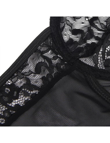 SUBBLIME - ORSACCHIOTTO CON GIARRETTIERA CON DETTAGLIO IN PIZZO E STRISCE NERO S/M