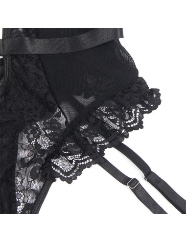 SUBBLIME - ORSACCHIOTTO CON GIARRETTIERA CON DETTAGLIO IN PIZZO E STRISCE NERO S/M