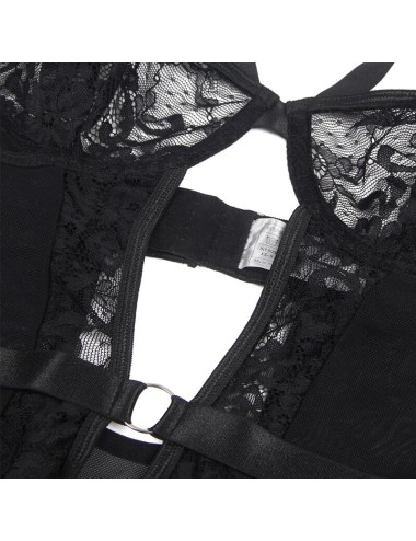 SUBBLIME - ORSACCHIOTTO CON GIARRETTIERA CON DETTAGLIO IN PIZZO E STRISCE NERO S/M