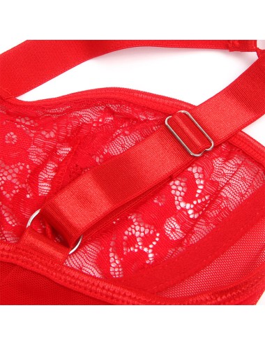 SUBBLIME - ORSACCHIOTTO CON GIARRETTIERA CON DETTAGLIO IN PIZZO E STRISCE ROSSO S/M