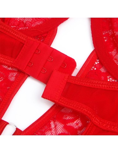 SUBBLIME - ORSACCHIOTTO CON GIARRETTIERA CON DETTAGLIO IN PIZZO E STRISCE ROSSO S/M