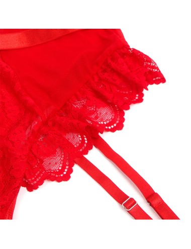 SUBBLIME - ORSACCHIOTTO CON GIARRETTIERA CON DETTAGLIO IN PIZZO E STRISCE ROSSO S/M