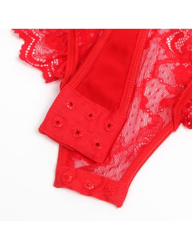 SUBBLIME - ORSACCHIOTTO CON GIARRETTIERA CON DETTAGLIO IN PIZZO E STRISCE ROSSO S/M
