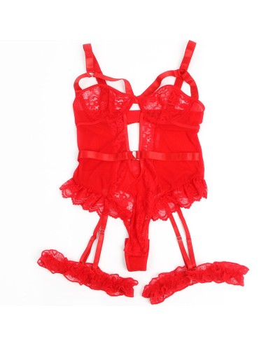 SUBBLIME - ORSACCHIOTTO CON GIARRETTIERA CON DETTAGLIO IN PIZZO E STRISCE ROSSE L/XL