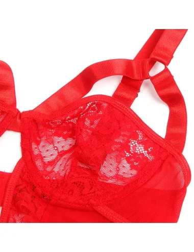 SUBBLIME - ORSACCHIOTTO CON GIARRETTIERA CON DETTAGLIO IN PIZZO E STRISCE ROSSE L/XL