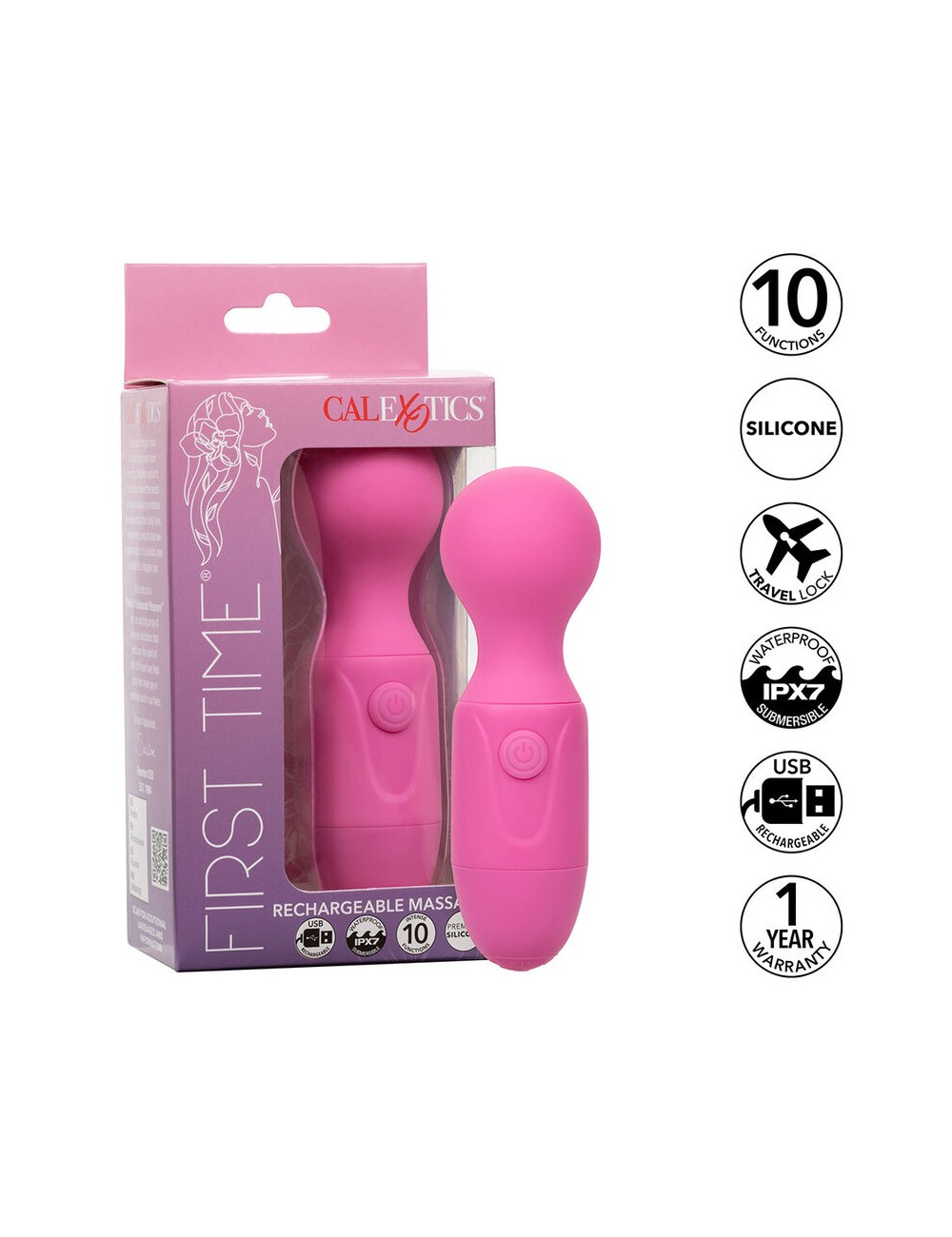 CALEXOTICS - FIRST TIME MASSAGGIATORE RICARICABILE 10 VIBRAZIONI ROSA