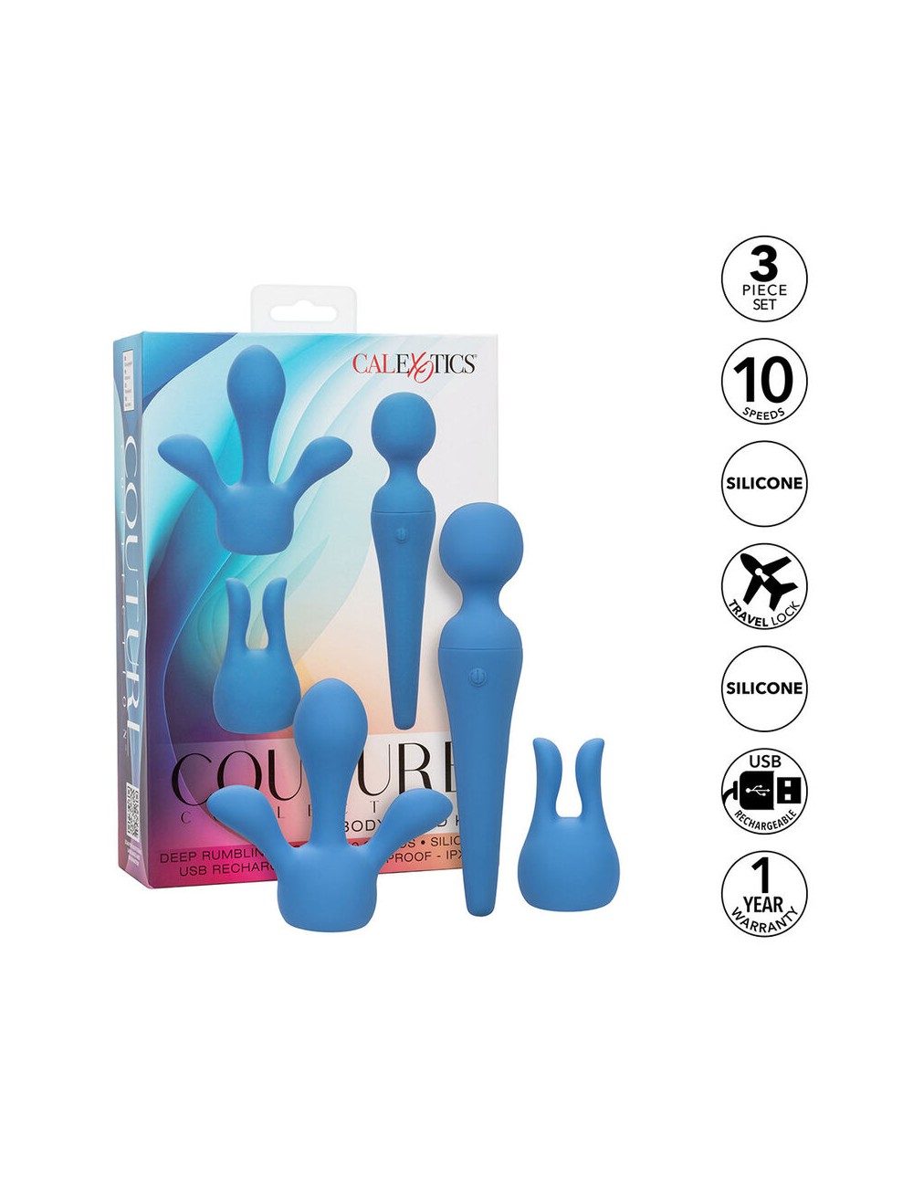CALEXOTICS - COUTURE KIT VIBRATORE WAND 10 VIBRAZIONI BLU CALEXOTICS - COUTURE KIT VIBRATORE WAND 10 VIBRAZIONI BLU