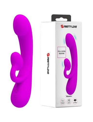 PRETTY LOVE - VIBRATORE SINCERO E VENTOSA CLITORIDE IN SILICONE VIOLA