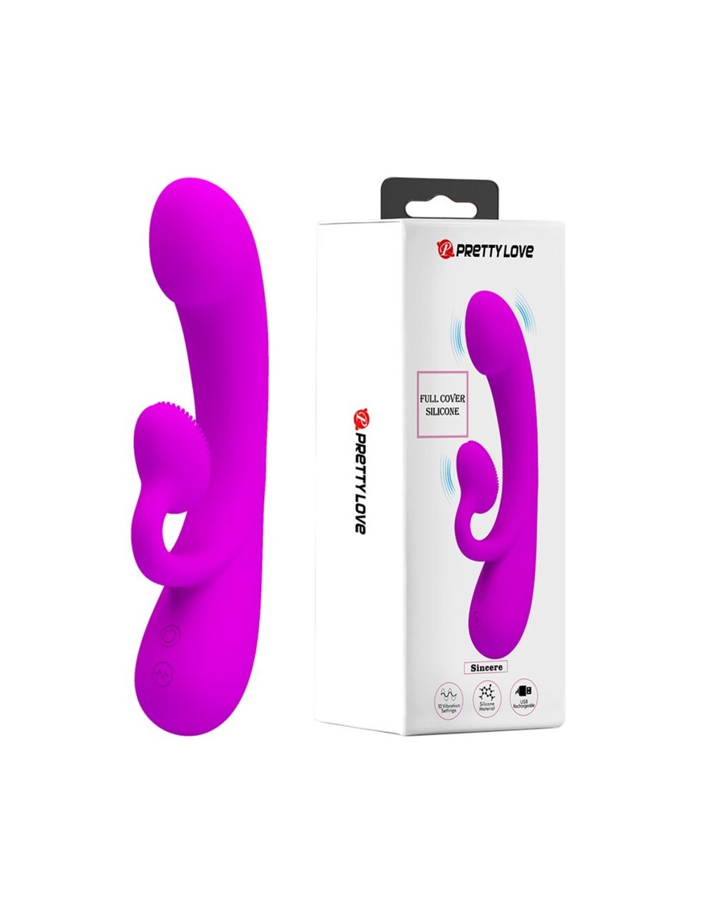 PRETTY LOVE - VIBRATORE SINCERO E VENTOSA CLITORIDE IN SILICONE VIOLA