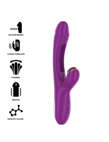 INTENSE - ATENEO VIBRATORE MULTIFUNZIONE RICARICABILE 7 VIBRAZIONI CON LINGUA OSCILLANTE E SUCCHIARE VIOLA