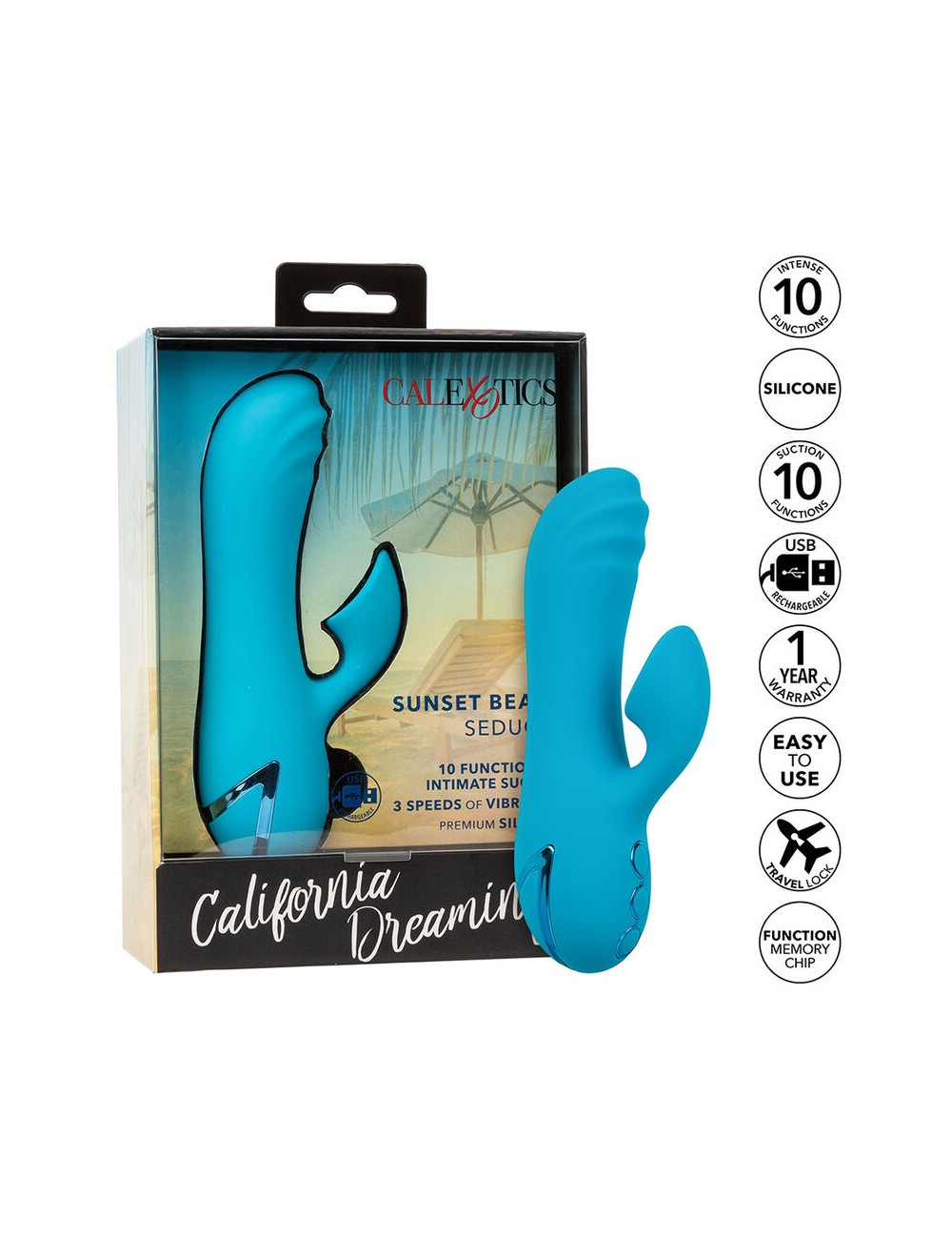 CALEXOTICS - SUNSET BEACH SEDUCER VIBRATORE E STIMOLATORE 10 FUNZIONI BLU CALEXOTICS - SUNSET BEACH SEDUCER VIBRATORE E STIMOLATORE 10 FUNZIONI BLU