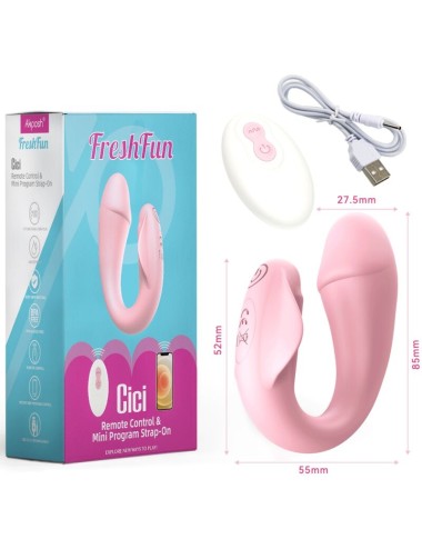 ARMONY - FRESHFUN CICI VIBRATORE STAP-ON TELECOMANDO E APP 10 VIBRAZIONI ROSA