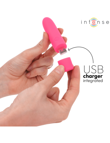 INTENSE - SYMONE USB RICARICABILE VIBRANTE BULLET 8 VIBRAZIONI ROSA 10 X 2,2 CM