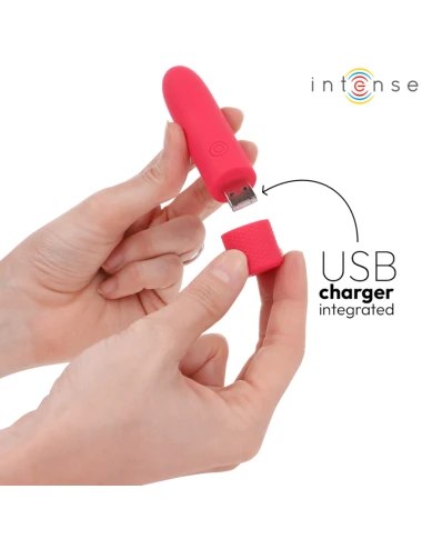 INTENSE - SYMONE PROIETTILE VIBRANTE RICARICABILE USB 8 VIBRAZIONI ROSSO 10 X 2,2 CM