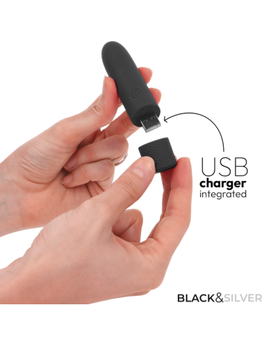 BLACK & SILVER - GERI USB RICARICABILE VIBRANTE BULLET 8 VIBRAZIONI NERO 10 X 2