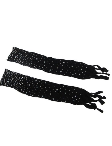 SUBBLIME - 952174 BODYSTOCKING A RETE CON GUANTI E STRASS NERO TAGLIA UNICA