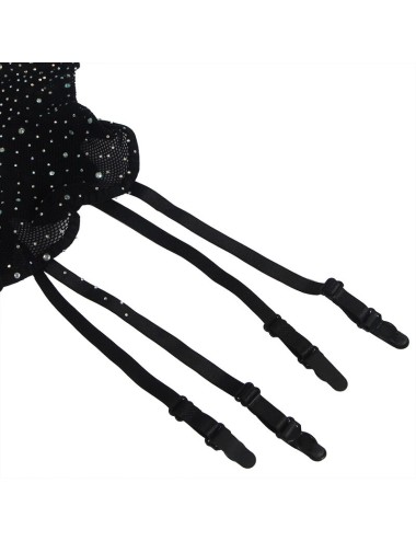 SUBBLIME - 952174 BODYSTOCKING A RETE CON GUANTI E STRASS NERO TAGLIA UNICA