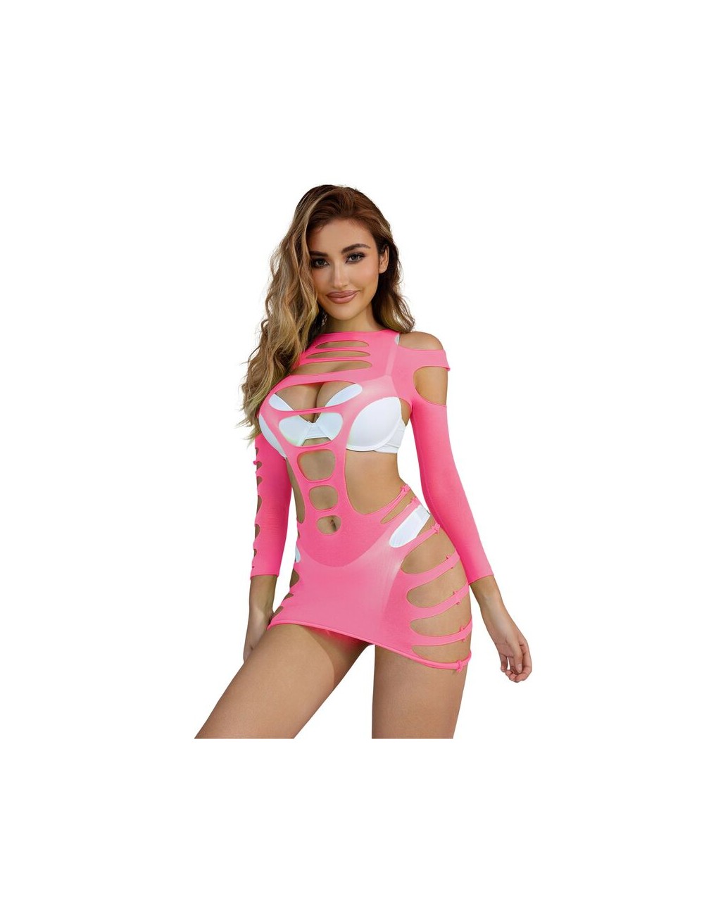 SUBBLIME - 952273 BODYSTOCKING ELASTICO A RETE MANICA LUNGA ROSA TAGLIA UNICA SUBBLIME - 952273 BODYSTOCKING ELASTICO A RETE MANICA LUNGA ROSA TAGLIA UNICA