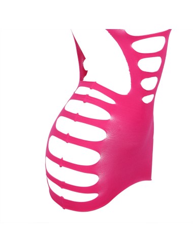 SUBBLIME - 952273 BODYSTOCKING ELASTICO A RETE MANICA LUNGA ROSA TAGLIA UNICA