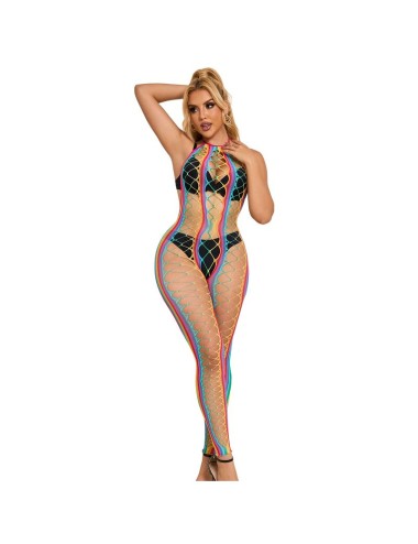 SUBBLIME - 952358 BODYSTOCKING A RETE CON COLLO ALTO ARCOBALENO TAGLIA UNICA