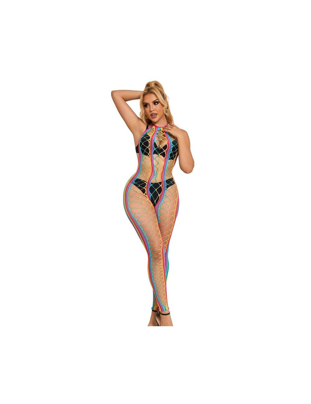 SUBBLIME - 952358 BODYSTOCKING A RETE CON COLLO ALTO ARCOBALENO TAGLIA UNICA SUBBLIME - 952358 BODYSTOCKING A RETE CON COLLO ALTO ARCOBALENO TAGLIA UNICA