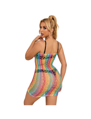 SUBBLIME - 952365 BODYSTOCKING A RETE CON SPALLE NUDE ARCOBALENO TAGLIA UNICA