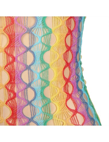 SUBBLIME - 952365 BODYSTOCKING A RETE CON SPALLE NUDE ARCOBALENO TAGLIA UNICA