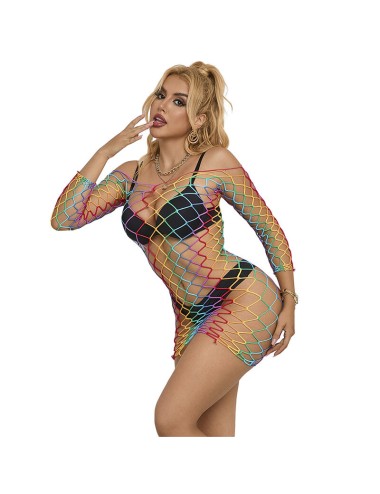 SUBBLIME - 952426 BODYSTOCKING A RETE MANICA LUNGA ARCOBALENO TAGLIA UNICA