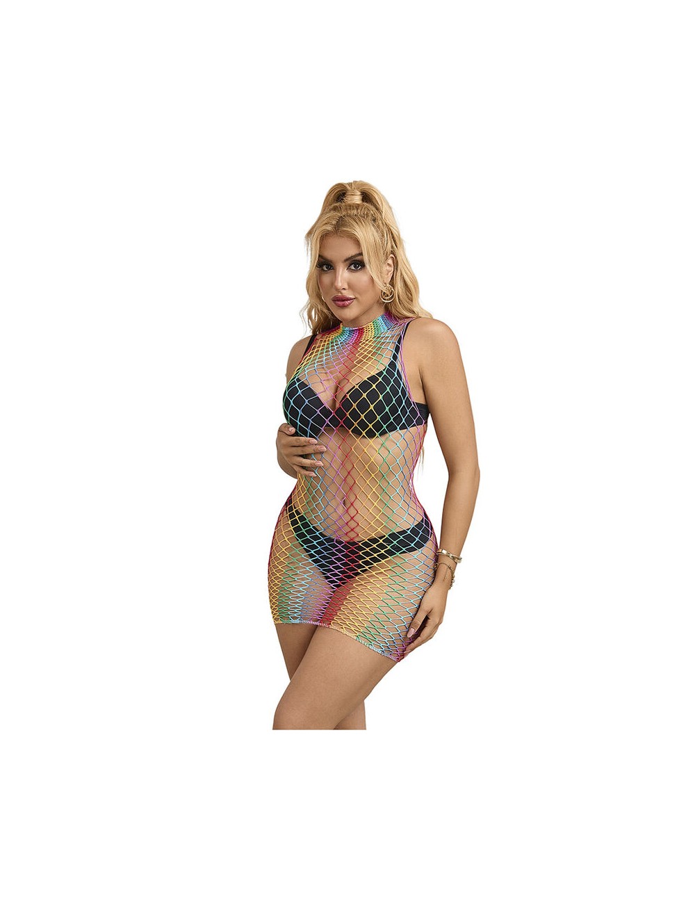 SUBBLIME - 952433 BODYSTOCKING A RETE SENZA MANICHE COLLO ALTO ARCOBALENO TAGLIA UNICA SUBBLIME - 952433 BODYSTOCKING A RETE SENZA MANICHE COLLO ALTO ARCOBALENO TAGLIA UNICA