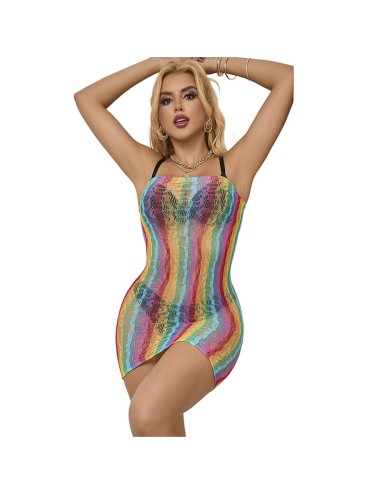 SUBBLIME - 952457 BODYSTOCKING A RETE SENZA MANICHE CON SPALLE SCOPERTE ARCOBALENO TAGLIA UNICA
