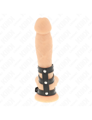 KINK - ANELLO PER PENE IN PELLE TRIPLA CON CHIUSURA A PRESSIONE