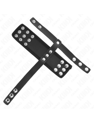 KINK - ANELLO PER GABBIA PER PENE IN PELLE CON CINTURINO DIVISORE PER PALLINE RIVESTITO REGOLABILE