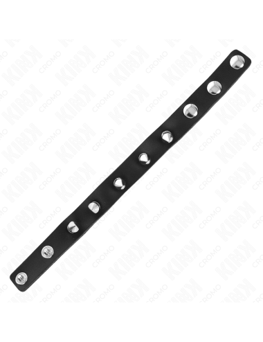 KINK - ANELLO PER PENE IN PELLE CON CHIUSURA A PRESSIONE FODERA ROSSA 21 X 1,5 CM