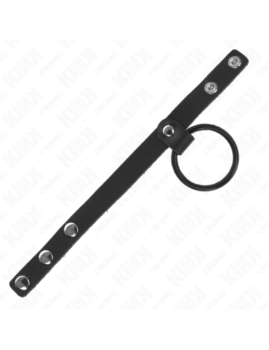 KINK - ANELLO PER PENE IN SILICONE 3,8 CM E DIVISORE PER PALLINE IN PELLE 22 X 1,5 CM