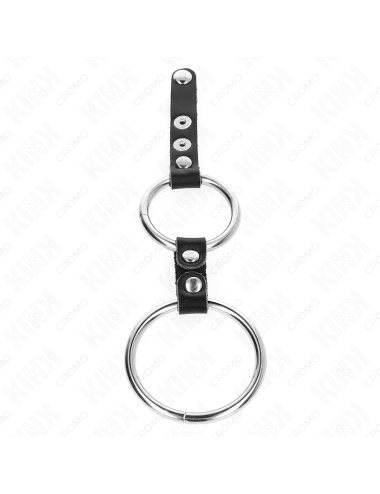 KINK - DOPPIO ANELLO PER PENE DA 3,8 CM A 5 CM COLLEGATO DA PELLE
