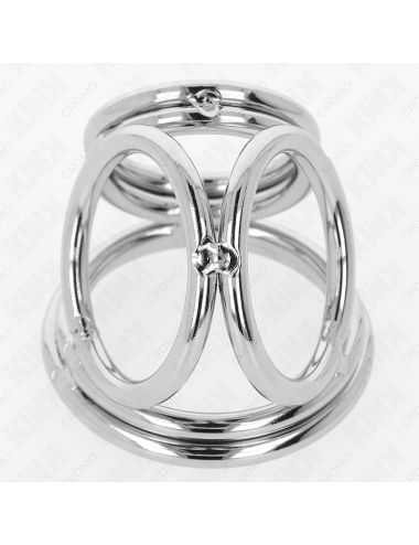 KINK - ANELLO PER PENE IN METALLO CROMATO TRIPLO DA 3,8 CM A 5 CM MODELLO 1