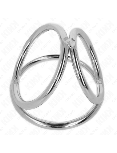 KINK - ANELLO PER PENE IN METALLO CROMATO TRIPLO DA 3,8 CM A 5 CM MODELLO 2