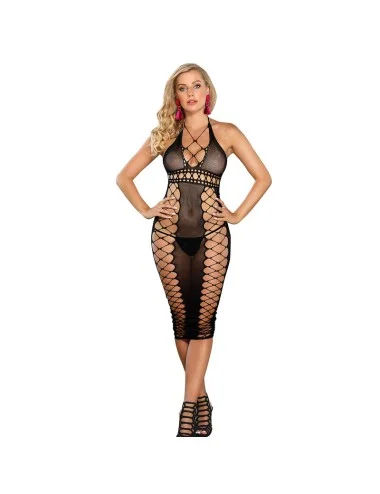 SUBBLIME - 952310 BABYDOLL LUNGO A RETE NERO TAGLIA UNICA