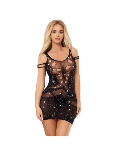 SUBBLIME - 952198 BODYSTOCKING A RETE CON DIAMANTI BRILLANTI NERO TAGLIA UNICA