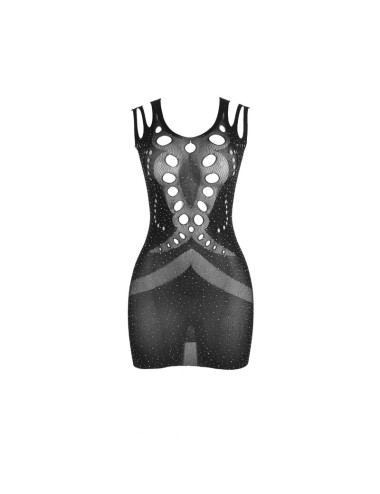 SUBBLIME - 952198 BODYSTOCKING A RETE CON DIAMANTI BRILLANTI NERO TAGLIA UNICA
