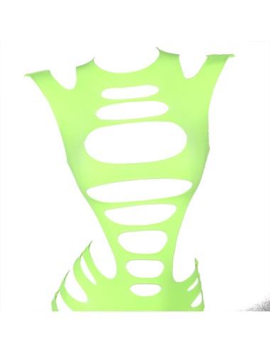 SUBBLIME - 952280 BODYSTOCKING ELASTICO A RETE MANICA LUNGA VERDE TAGLIA UNICA
