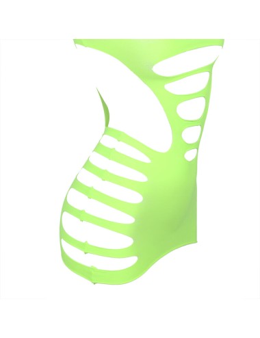 SUBBLIME - 952280 BODYSTOCKING ELASTICO A RETE MANICA LUNGA VERDE TAGLIA UNICA