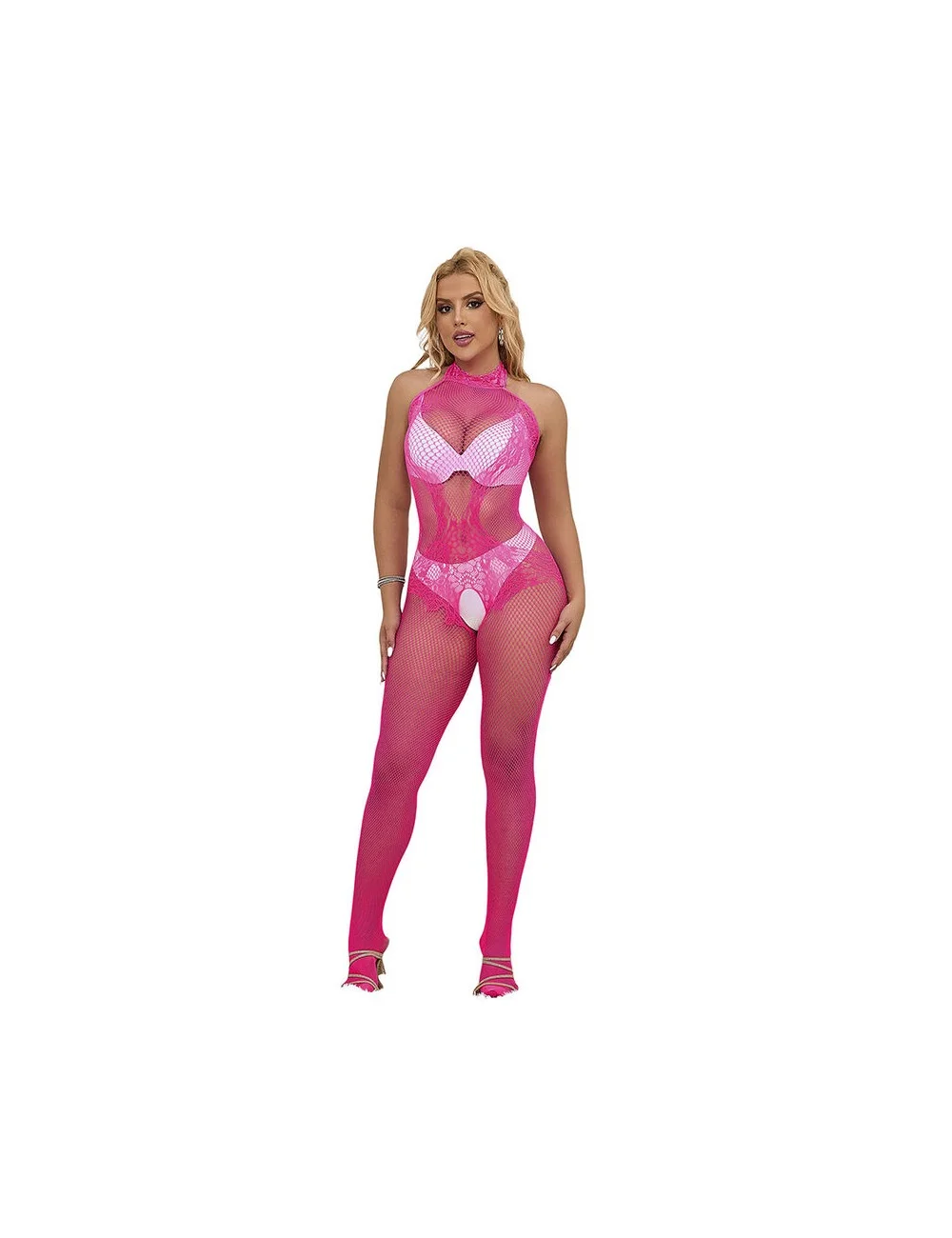 SUBBLIME - 952389 BODYSTOCKING A RETE E PIZZO SENZA CAVALLO CON COLLO ALTO ROSA TAGLIA UNICA SUBBLIME - 952389 BODYSTOCKING A RETE E PIZZO SENZA CAVALLO CON COLLO ALTO ROSA TAGLIA UNICA