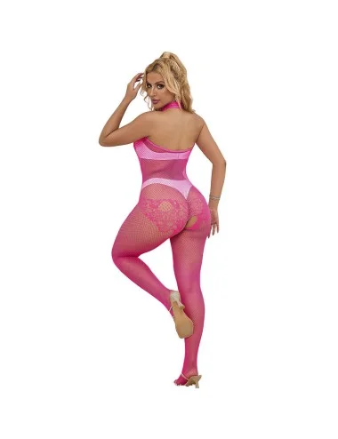 SUBBLIME - 952389 BODYSTOCKING A RETE E PIZZO SENZA CAVALLO CON COLLO ALTO ROSA TAGLIA UNICA